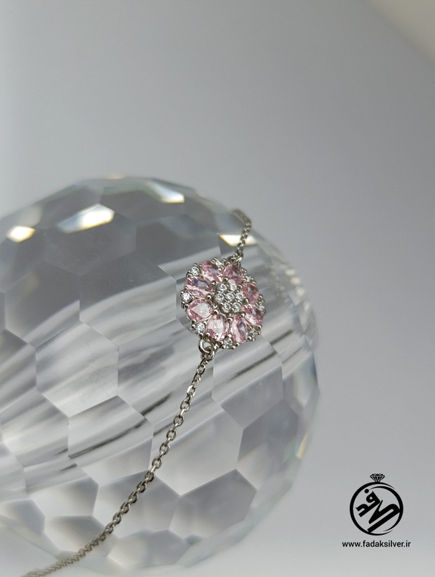 دستبند جواهر نقره زنانه نگین رنگی